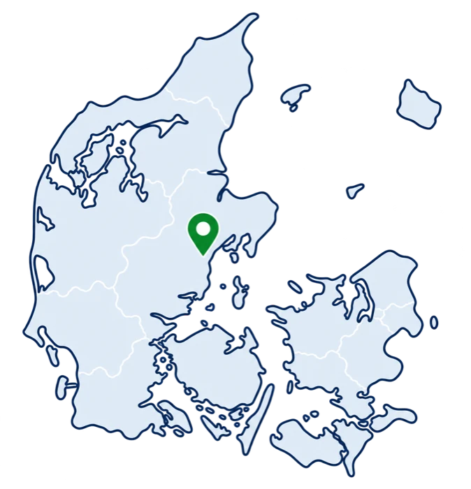 Map of Denmark highlighting Aarhus, home of the FOXY Trial coordinating centre